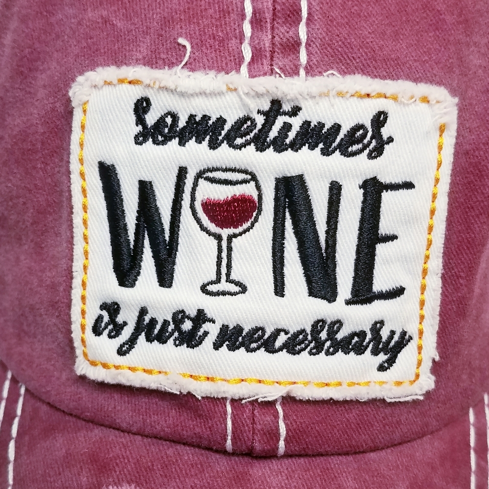 Hat Sometimes Wine is Just Necessary Logo Novelty - Picture 3 of 8